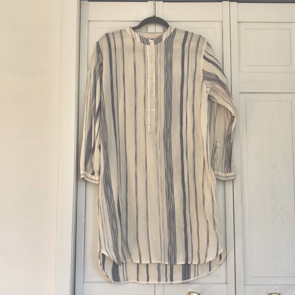 Closed Blue and White Casual Long Sleeve Dress